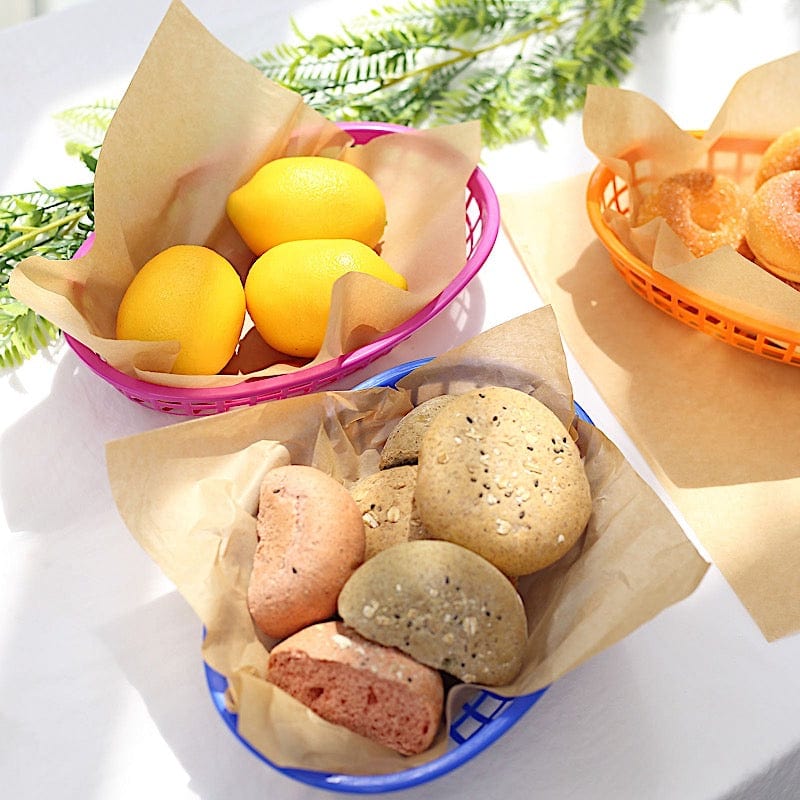 50 Natural 12 in Square Pre-cut Wax Paper Wrappers Food Basket Liners