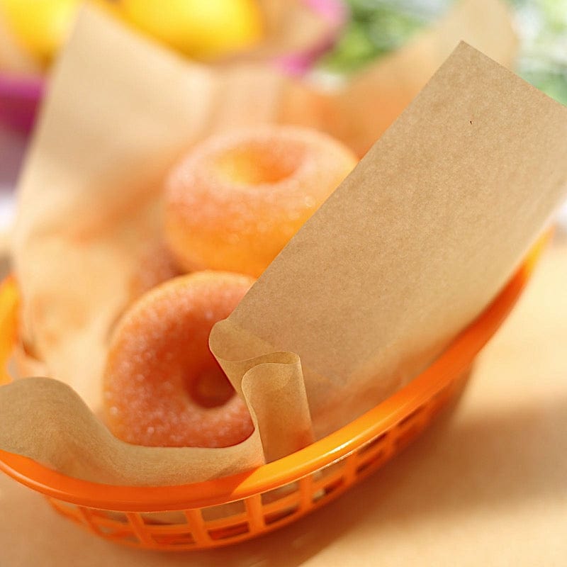 50 Natural 12 in Square Pre-cut Wax Paper Wrappers Food Basket Liners