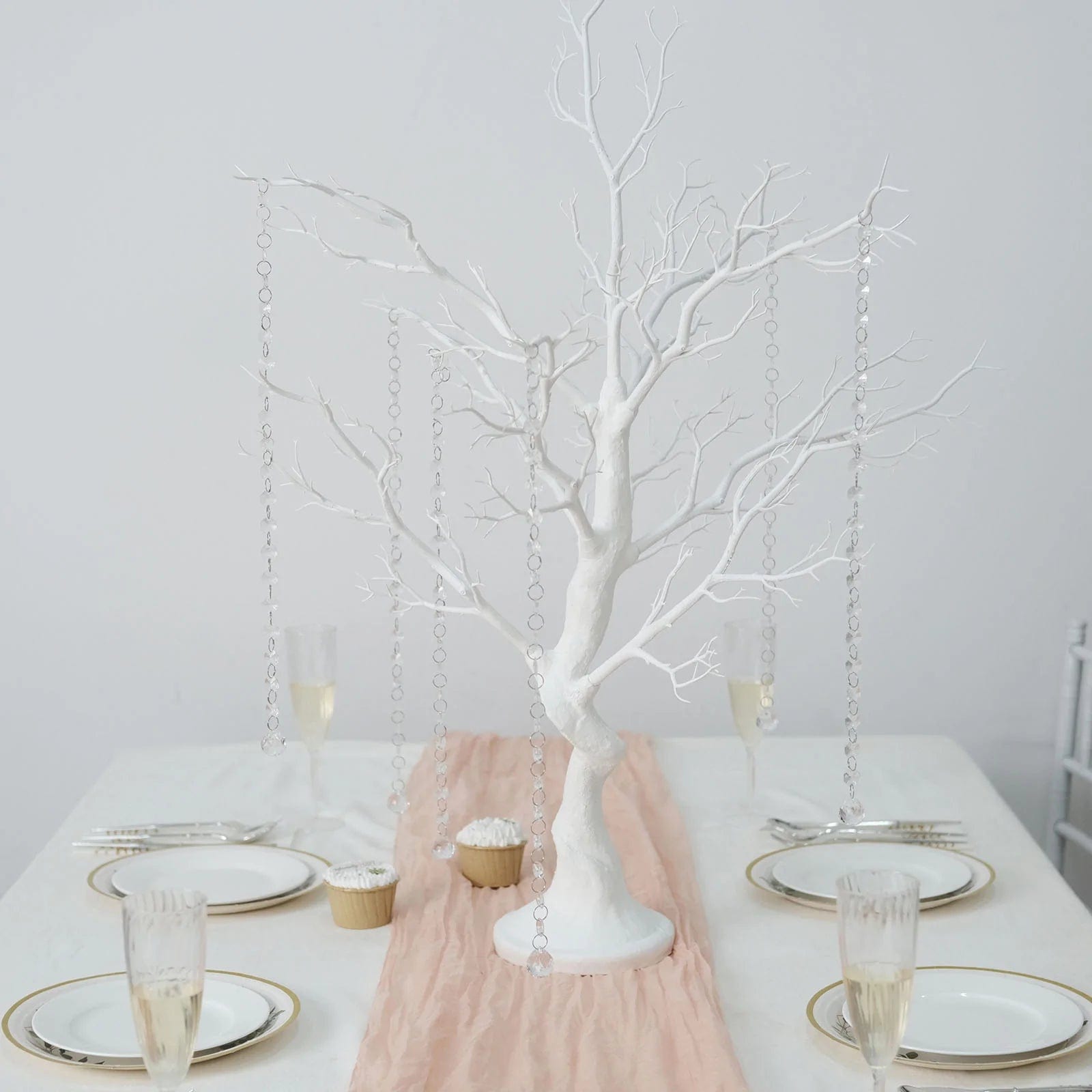34 in Metallic Manzanita Tree with Acrylic Bead Chains Wedding Centerpieces