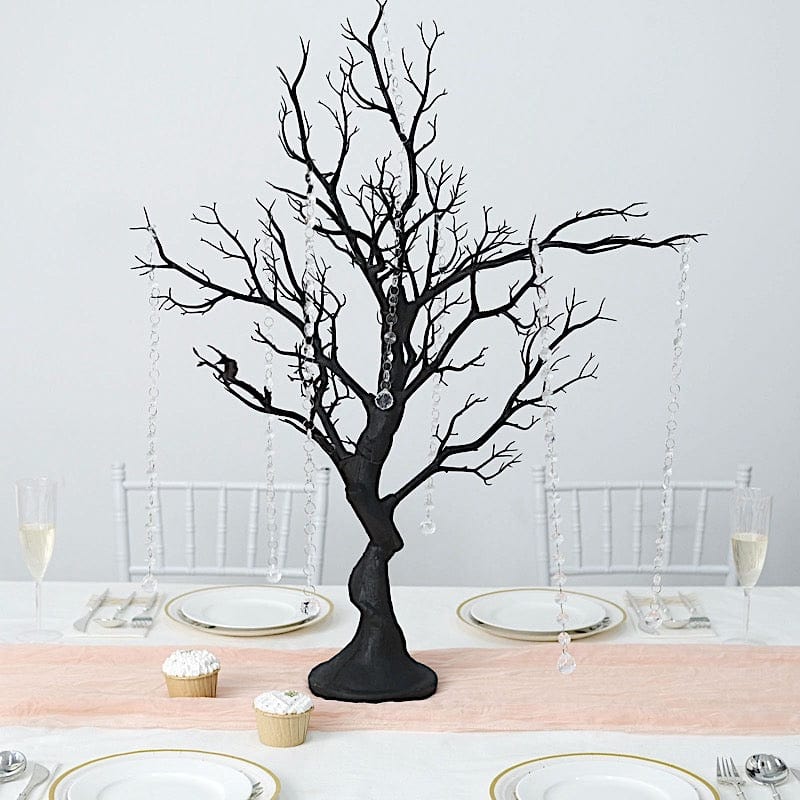 bonsai tree centerpieces for wedding Metallic Manzanita Tree with Acrylic Chains Wedding Centerpieces Silver