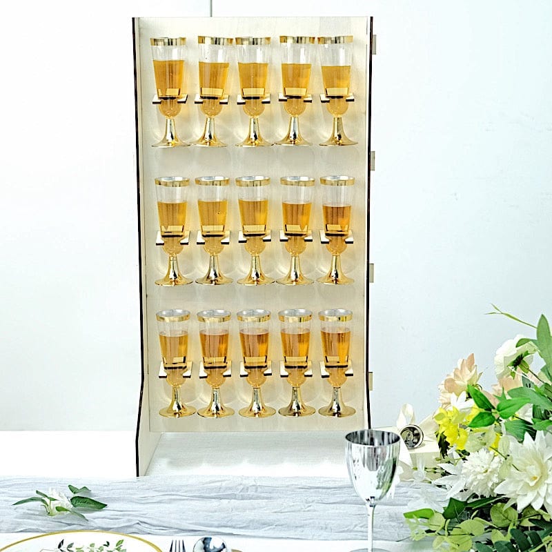 White 3-Tier Rectangle Wooden Champagne Glass Flute Holder Stand