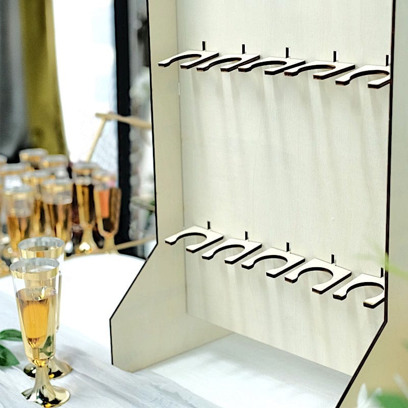 White 3-Tier Rectangle Wooden Champagne Glass Flute Holder Stand