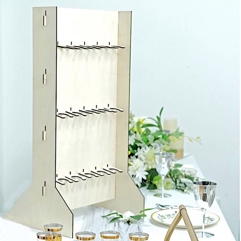White 3-Tier Rectangle Wooden Champagne Glass Flute Holder Stand