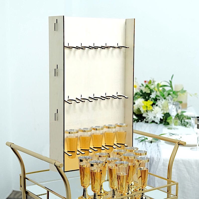 White 3-Tier Rectangle Wooden Champagne Glass Flute Holder Stand