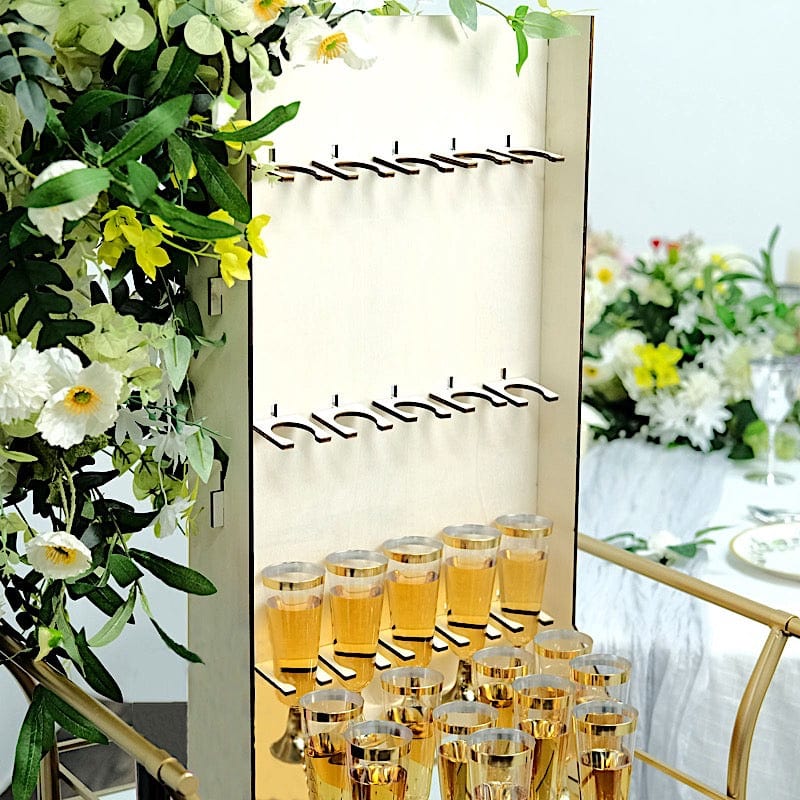 White 3-Tier Rectangle Wooden Champagne Glass Flute Holder Stand