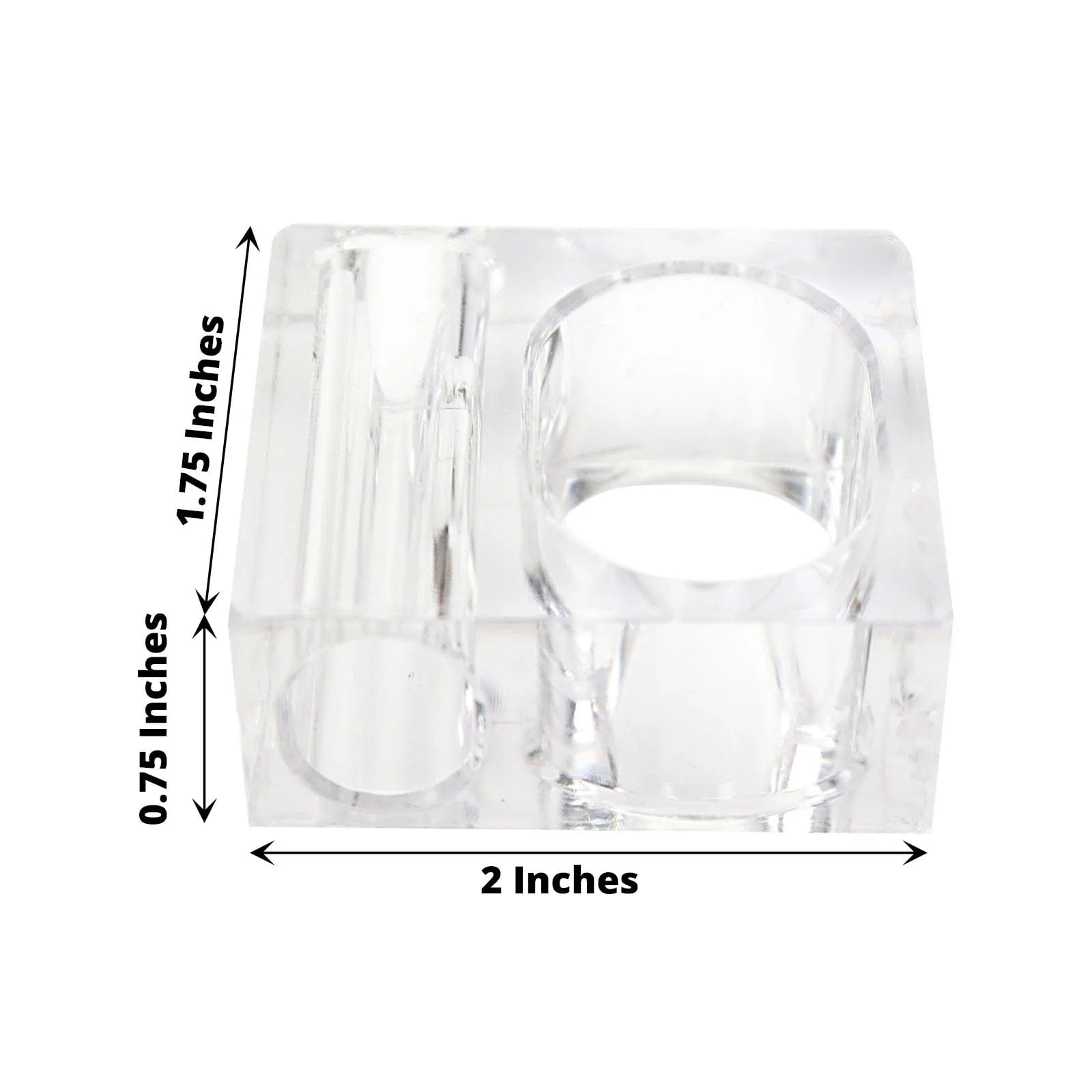 4 Clear Square Acrylic Dinner Napkin Rings with Mini Flower Holders