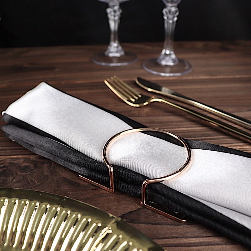 4 Gold Metallic Geometric Circle and Triangle Dinner Napkin Rings