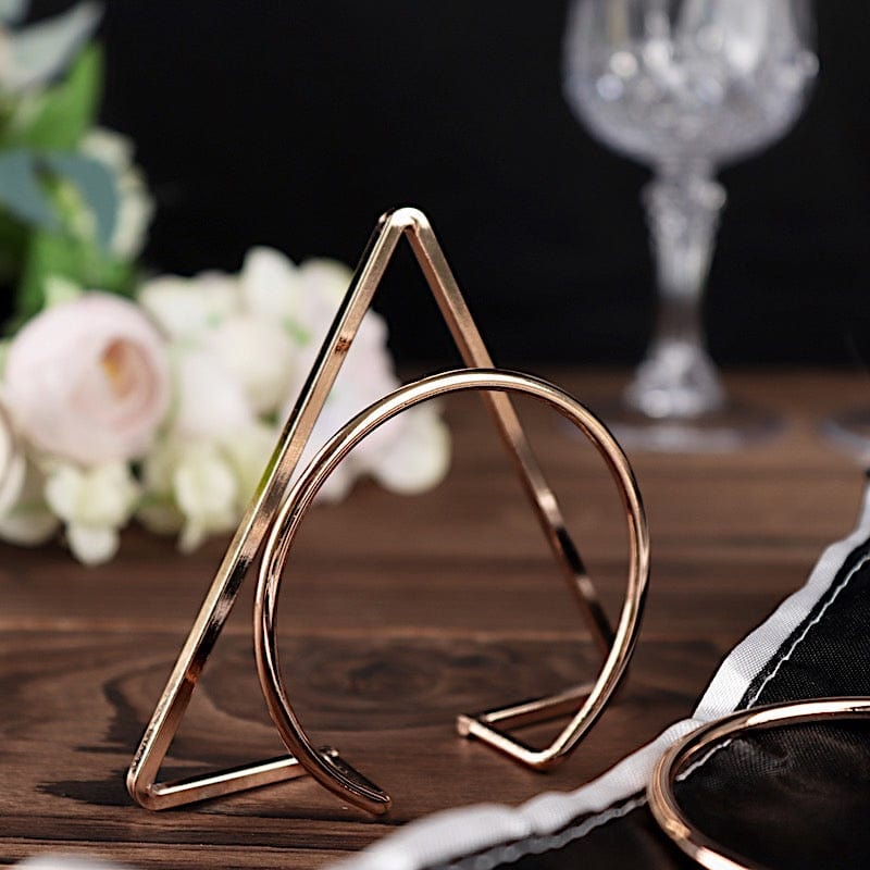 4 Gold Metallic Geometric Circle and Triangle Dinner Napkin Rings