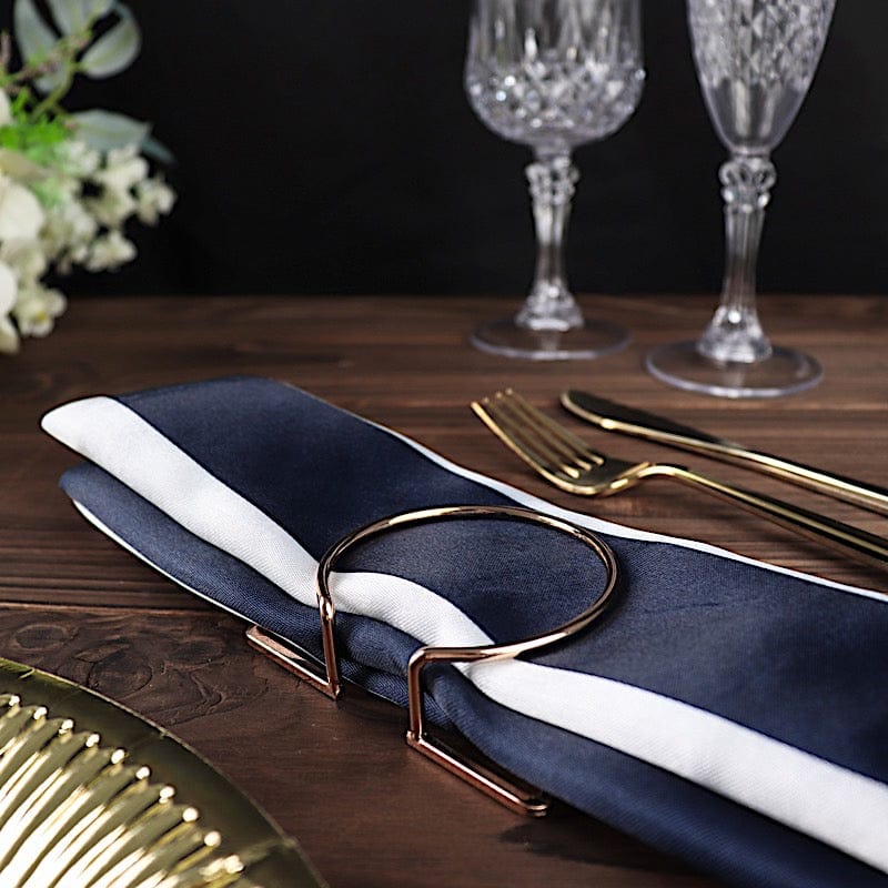 4 Gold Metallic Geometric Circle and Triangle Dinner Napkin Rings