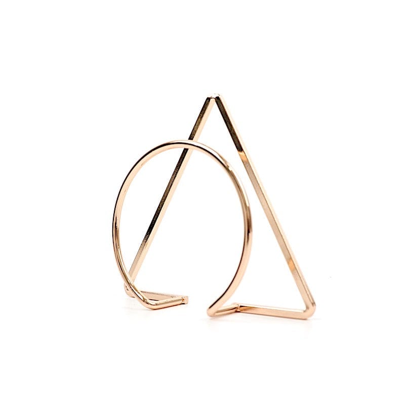 4 Gold Metallic Geometric Circle and Triangle Dinner Napkin Rings