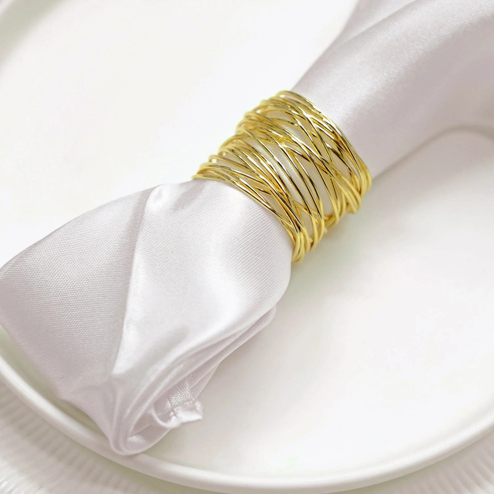 4 Gold Round Metallic Wire Dinner Napkin Rings