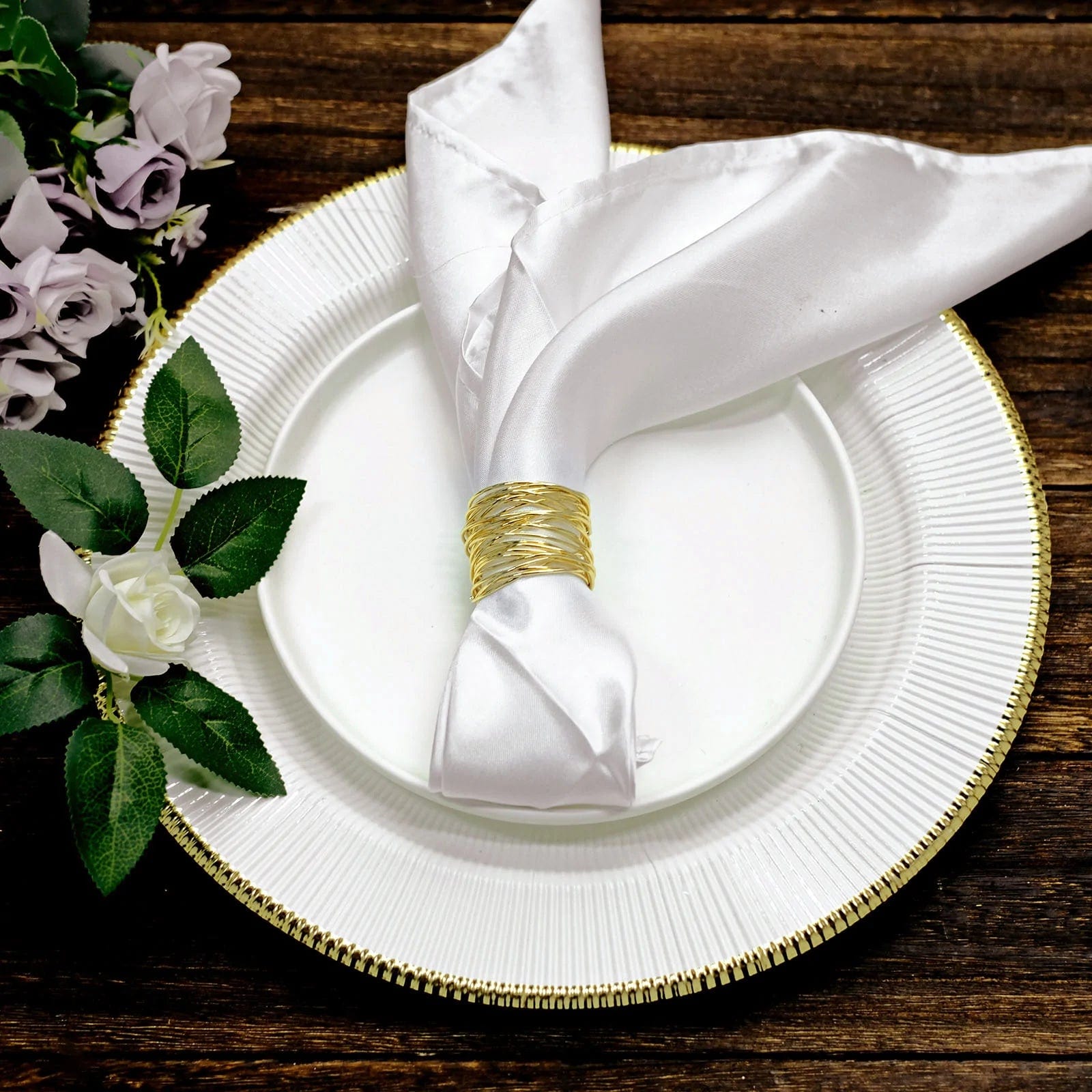 4 Gold Round Metallic Wire Dinner Napkin Rings