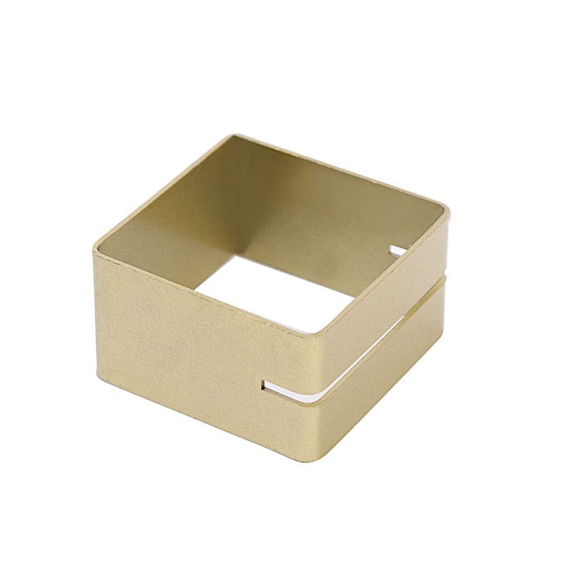 4 Matte Gold Metallic Square Dinner Napkin Rings with Place Card Holder