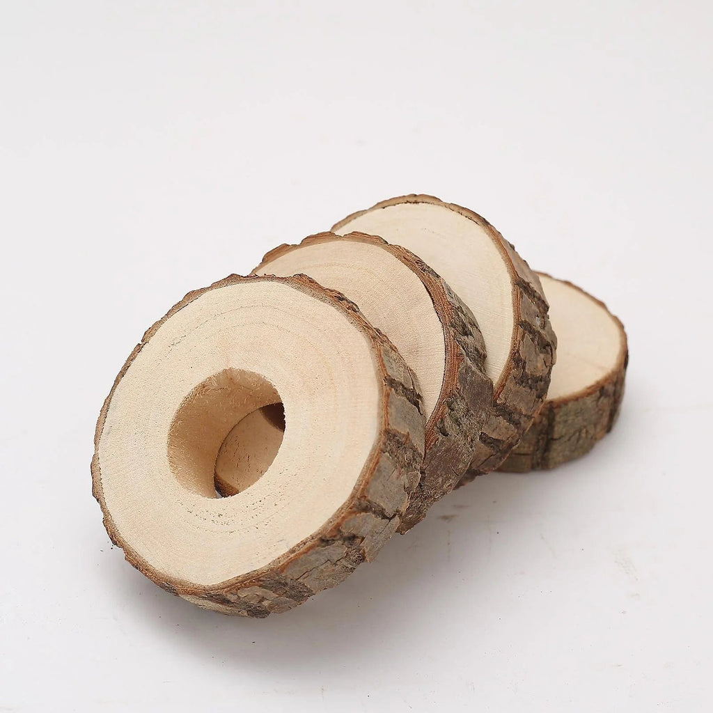 4 Pack  1.75 Cinnamon Brown Hardwood Napkin Ring Wood Slices