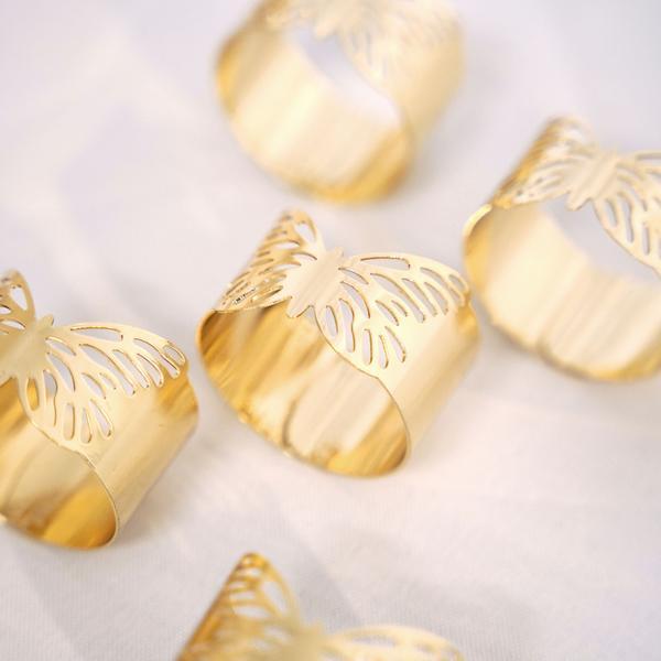 5 Metallic Gold Butterfly Napkin Rings