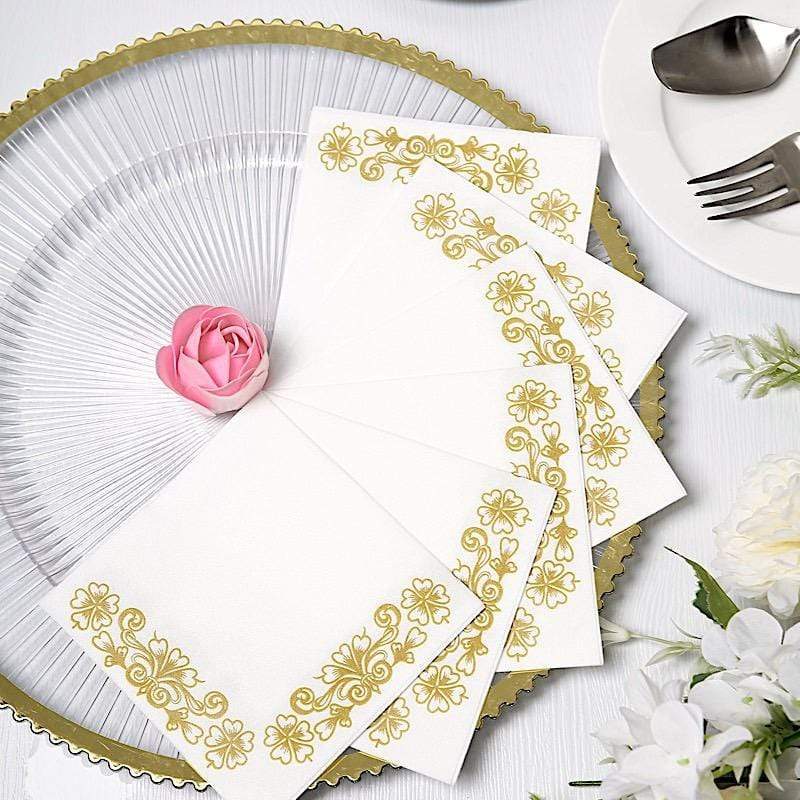 20 pcs 10x10 in Metallic Floral Design Paper Cocktail Napkins