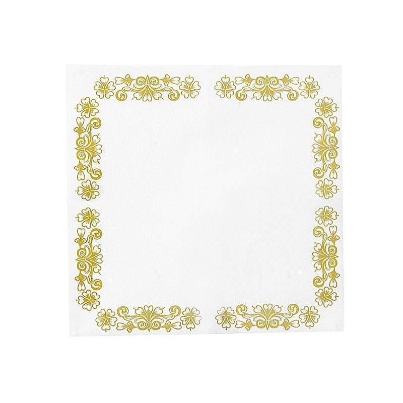 20 pcs 10x10 in Metallic Floral Design Paper Cocktail Napkins