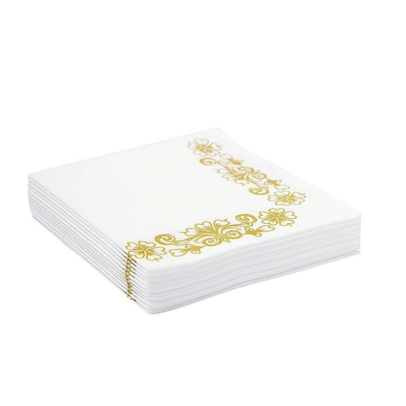 20 pcs 10x10 in Metallic Floral Design Paper Cocktail Napkins