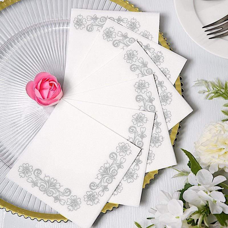 20 pcs 10x10 in Metallic Floral Design Paper Cocktail Napkins