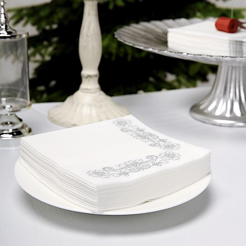 20 pcs 10x10 in Metallic Floral Design Paper Cocktail Napkins