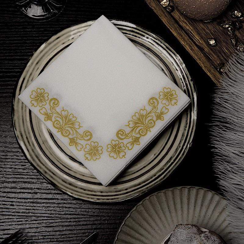 20 pcs 10x10 in Metallic Floral Design Paper Cocktail Napkins