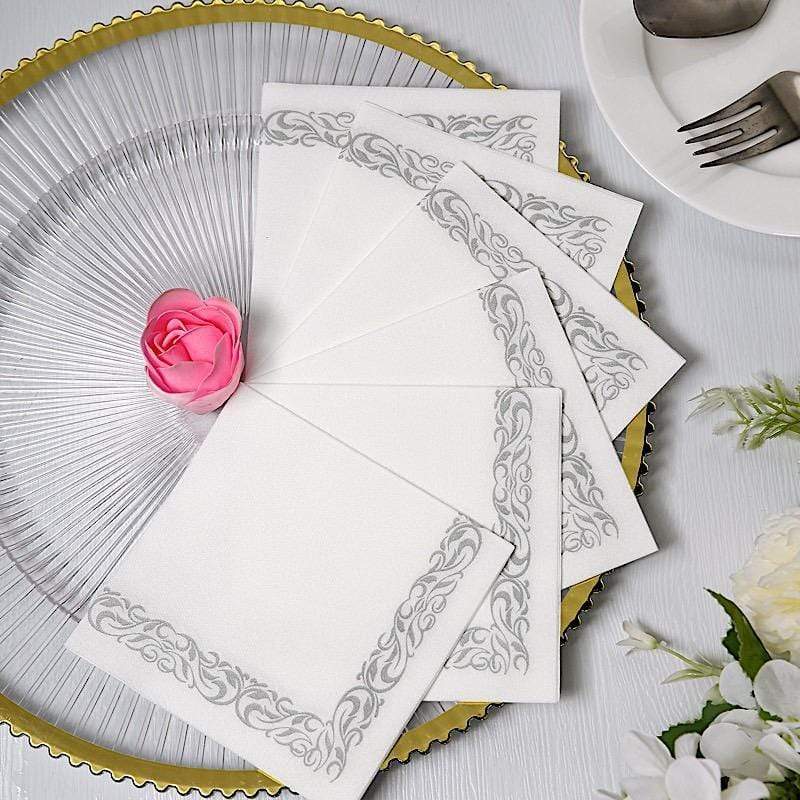 20 pcs 10x10 in Metallic Scroll Floral Design Paper Cocktail Napkins