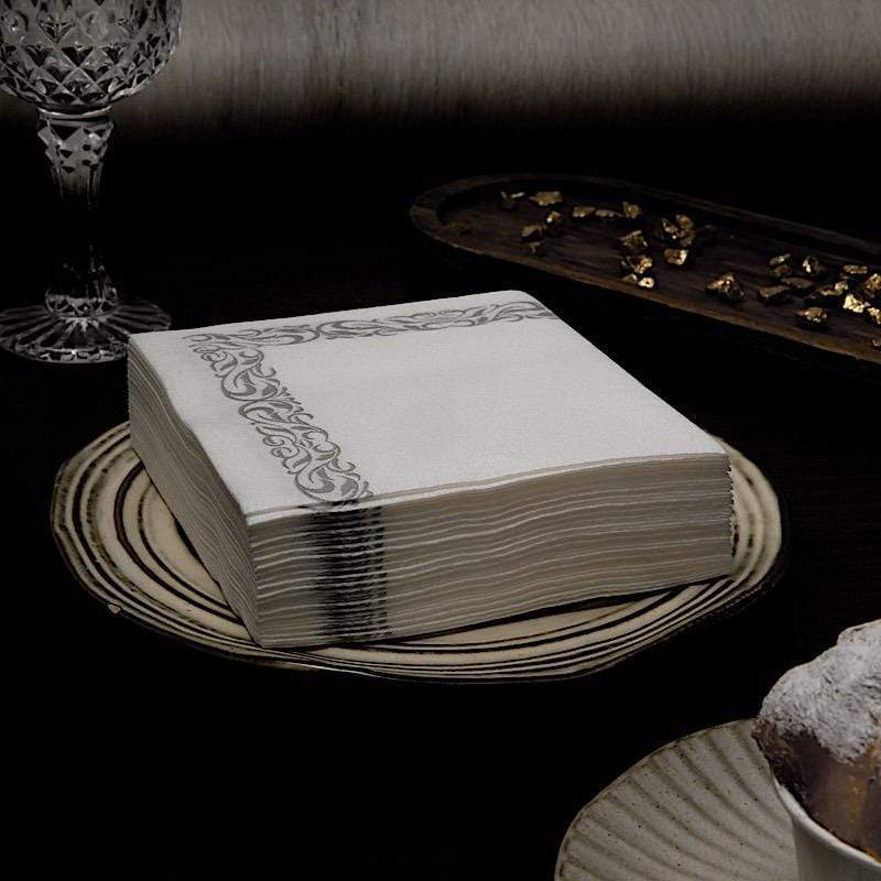20 pcs 10x10 in Metallic Scroll Floral Design Paper Cocktail Napkins