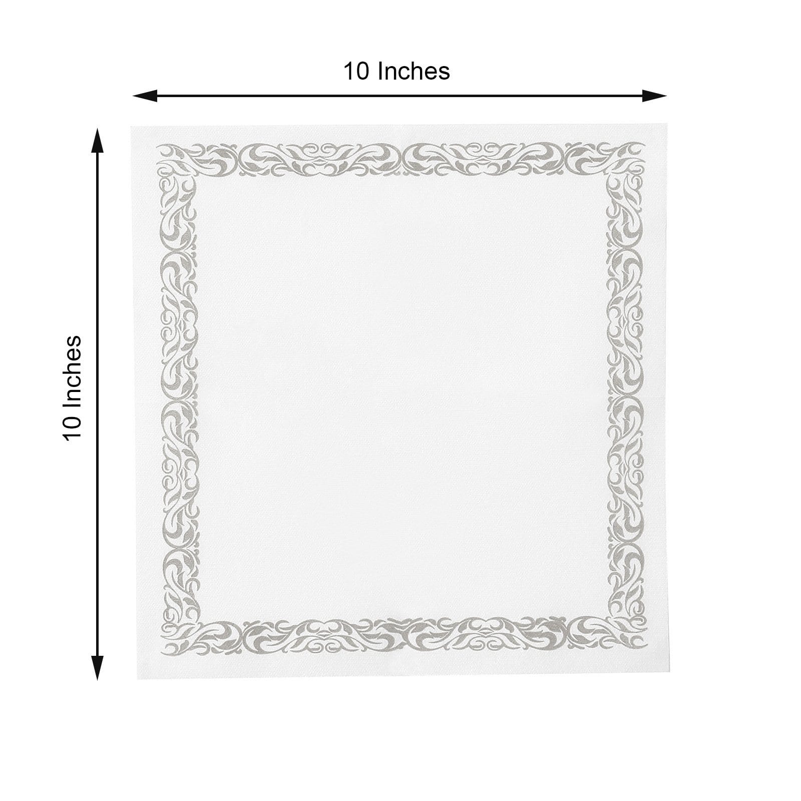 20 pcs 10x10 in Metallic Scroll Floral Design Paper Cocktail Napkins