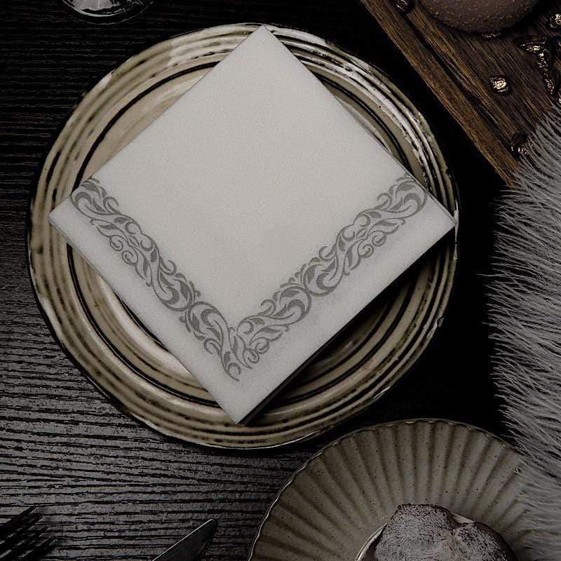 20 pcs 10x10 in Metallic Scroll Floral Design Paper Cocktail Napkins