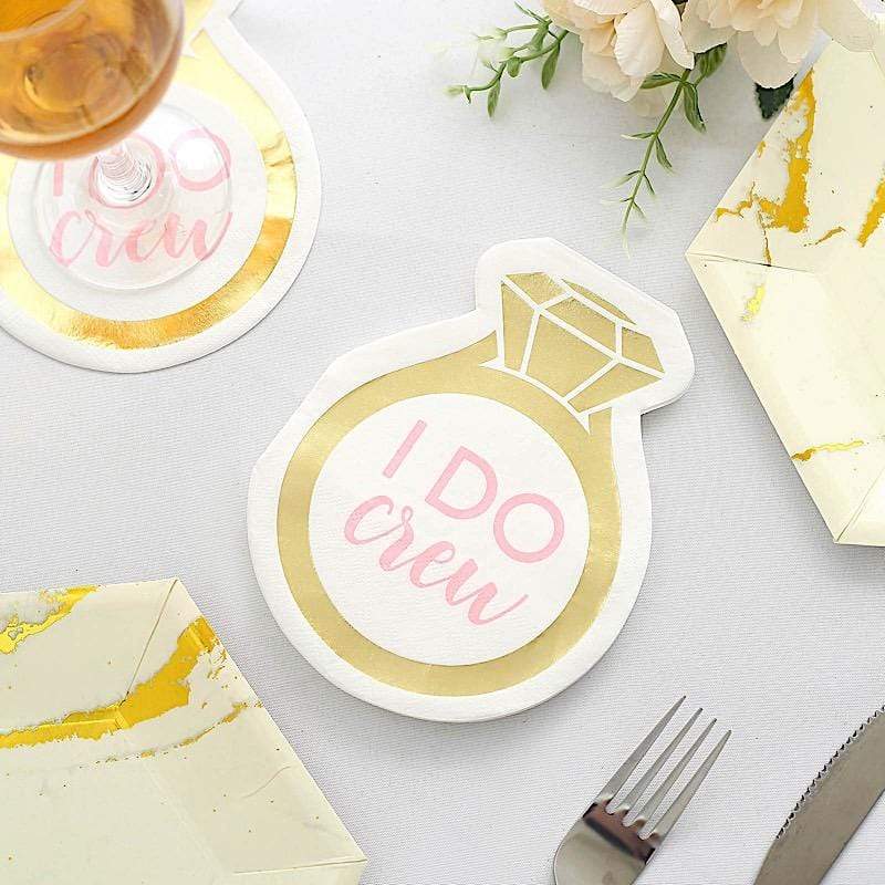 20 Gold 12x10 in Ring Paper Beverage Cocktail Napkins