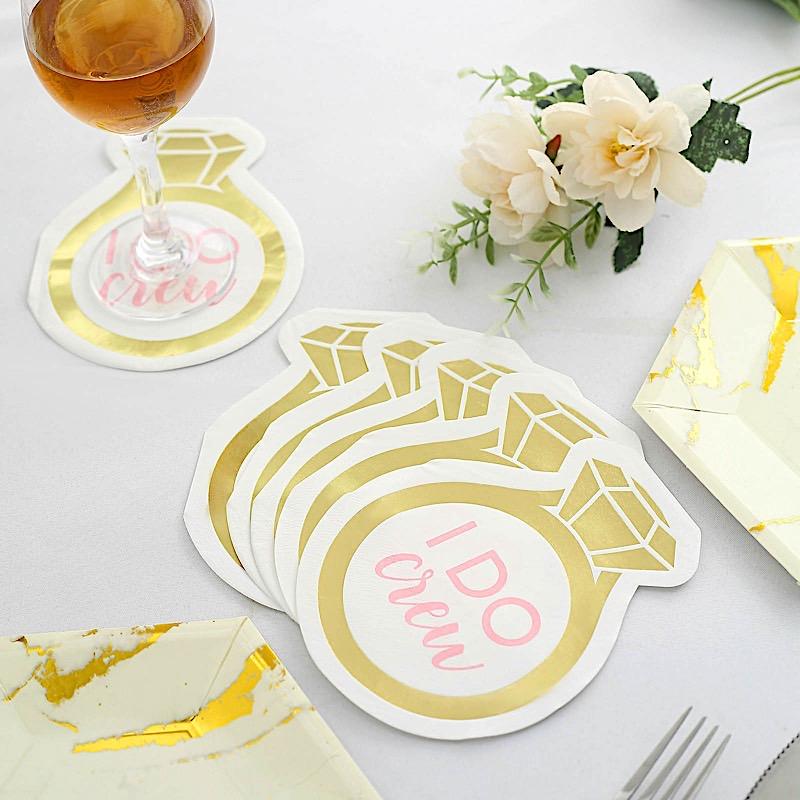 20 Gold 12x10 in Ring Paper Beverage Cocktail Napkins