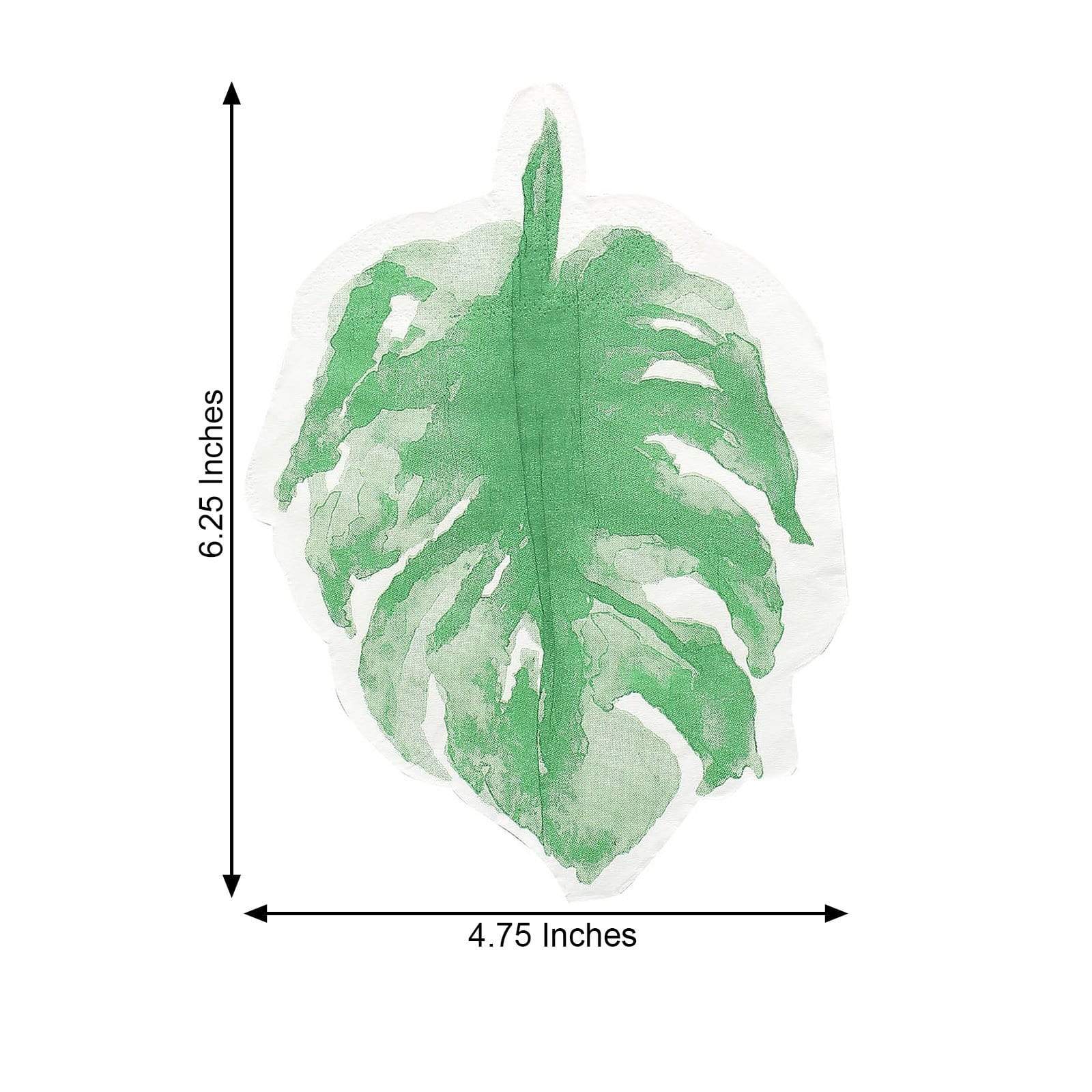 20 Green 12x9 in Leaf Paper Beverage Cocktail Napkins