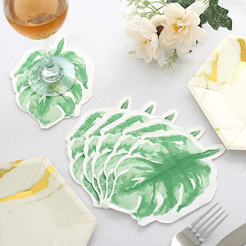 20 Green 12x9 in Leaf Paper Beverage Cocktail Napkins
