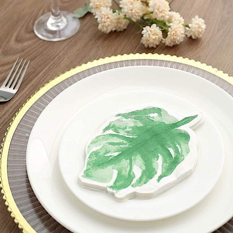 20 Green 12x9 in Leaf Paper Beverage Cocktail Napkins