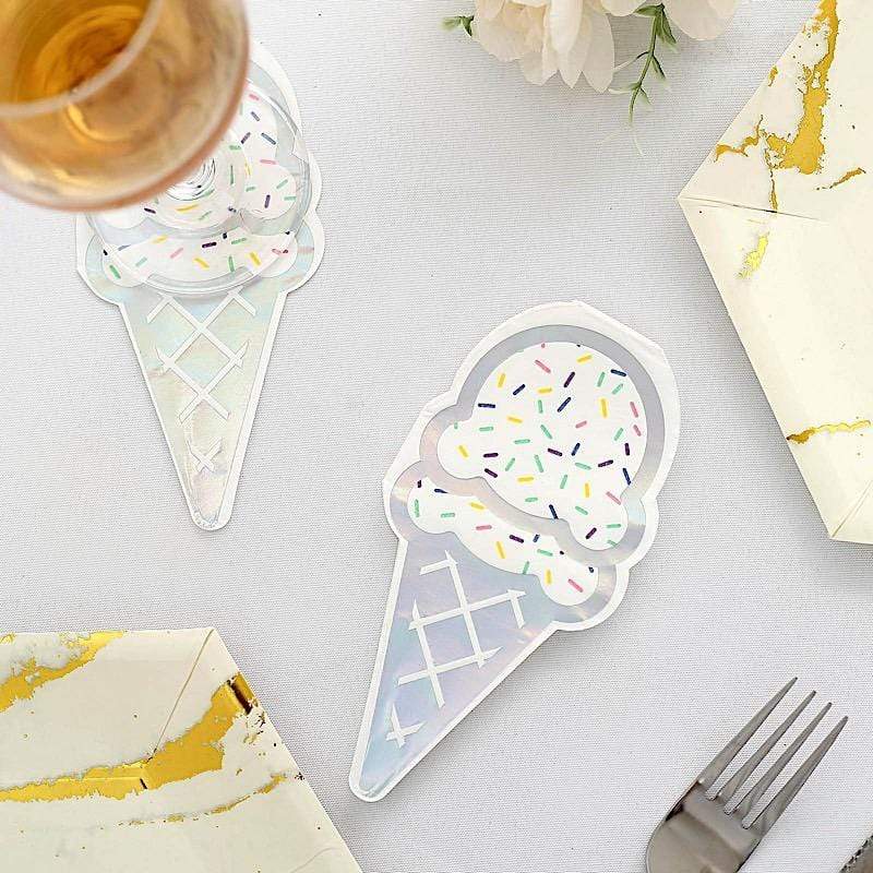 20 Iridescent 12x6 in Ice Cream Paper Beverage Cocktail Napkins