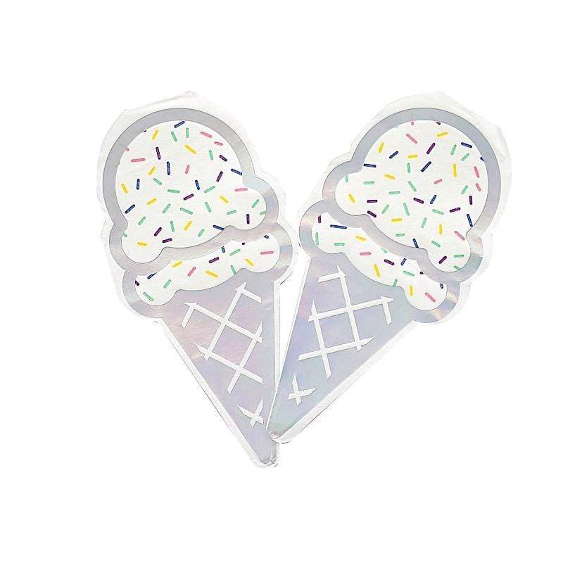 20 Iridescent 12x6 in Ice Cream Paper Beverage Cocktail Napkins