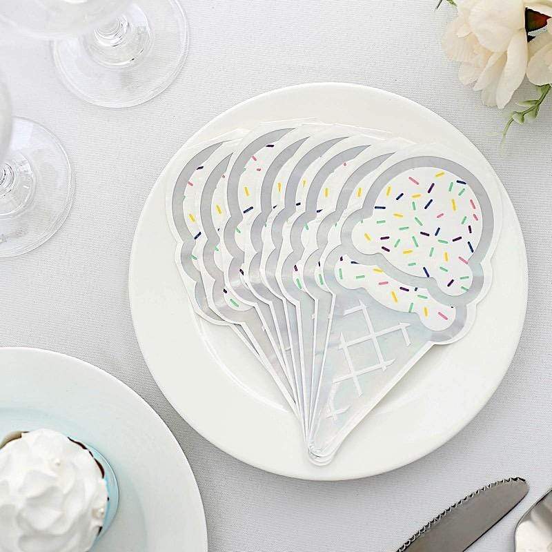 20 Iridescent 12x6 in Ice Cream Paper Beverage Cocktail Napkins