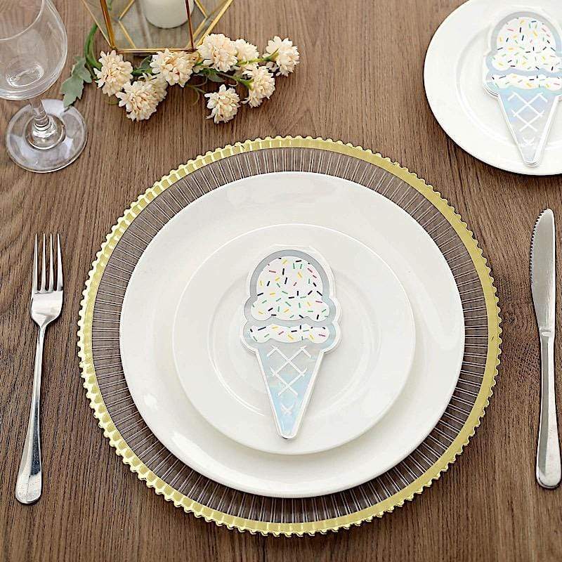 20 Iridescent 12x6 in Ice Cream Paper Beverage Cocktail Napkins