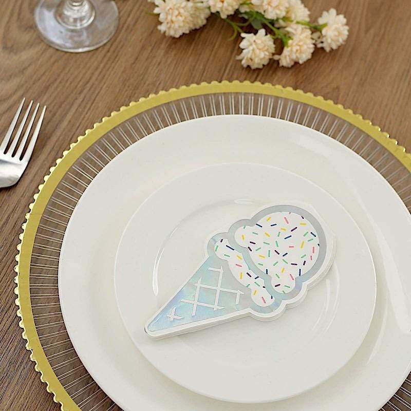 20 Iridescent 12x6 in Ice Cream Paper Beverage Cocktail Napkins