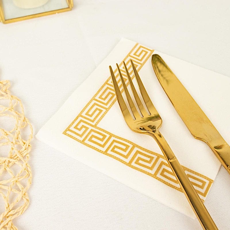 20 pcs 10x10 in Metallic Greek Key Design Paper Cocktail Napkins