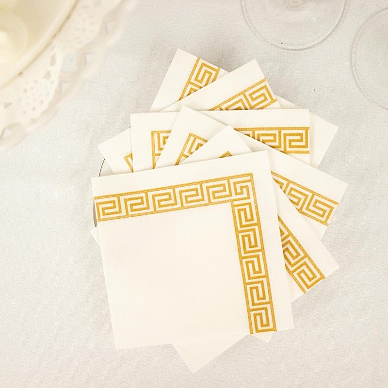 20 pcs 10x10 in Metallic Greek Key Design Paper Cocktail Napkins