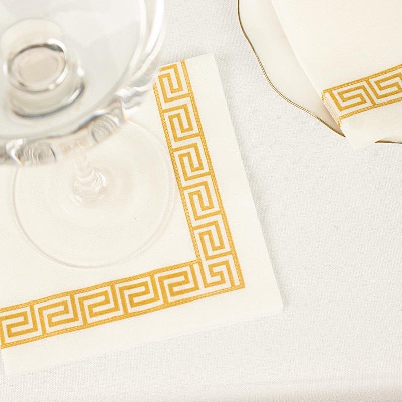 20 pcs 10x10 in Metallic Greek Key Design Paper Cocktail Napkins