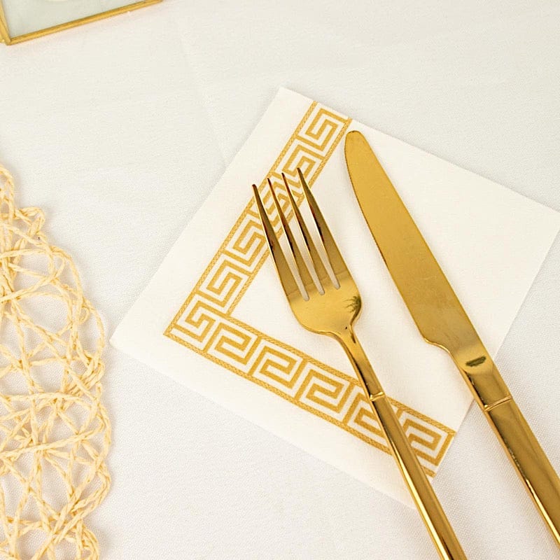 20 pcs 10x10 in Metallic Greek Key Design Paper Cocktail Napkins