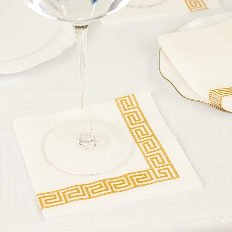 20 pcs 10x10 in Metallic Greek Key Design Paper Cocktail Napkins