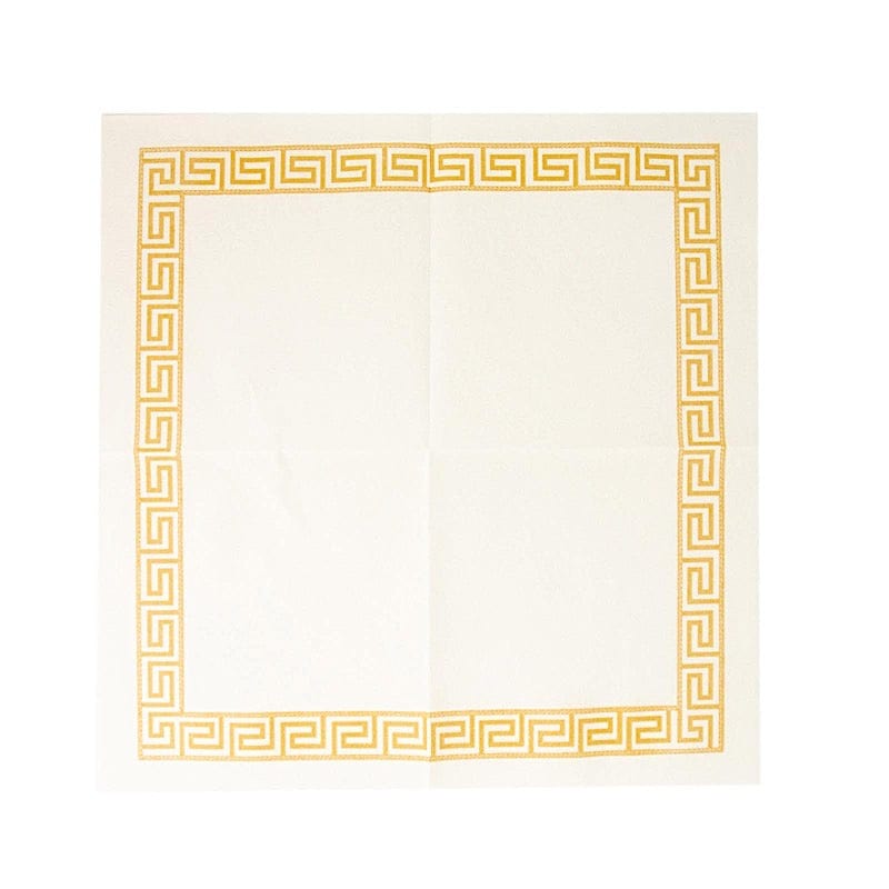 20 pcs 10x10 in Metallic Greek Key Design Paper Cocktail Napkins