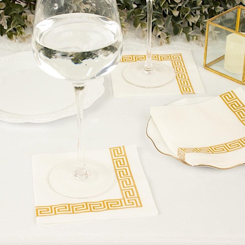 20 pcs 10x10 in Metallic Greek Key Design Paper Cocktail Napkins