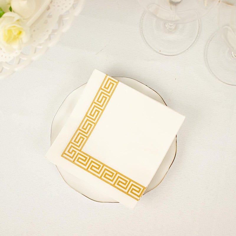 20 pcs 10x10 in Metallic Greek Key Design Paper Cocktail Napkins