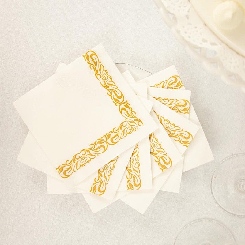 20 pcs 10x10 in Metallic Scroll Floral Design Paper Cocktail Napkins