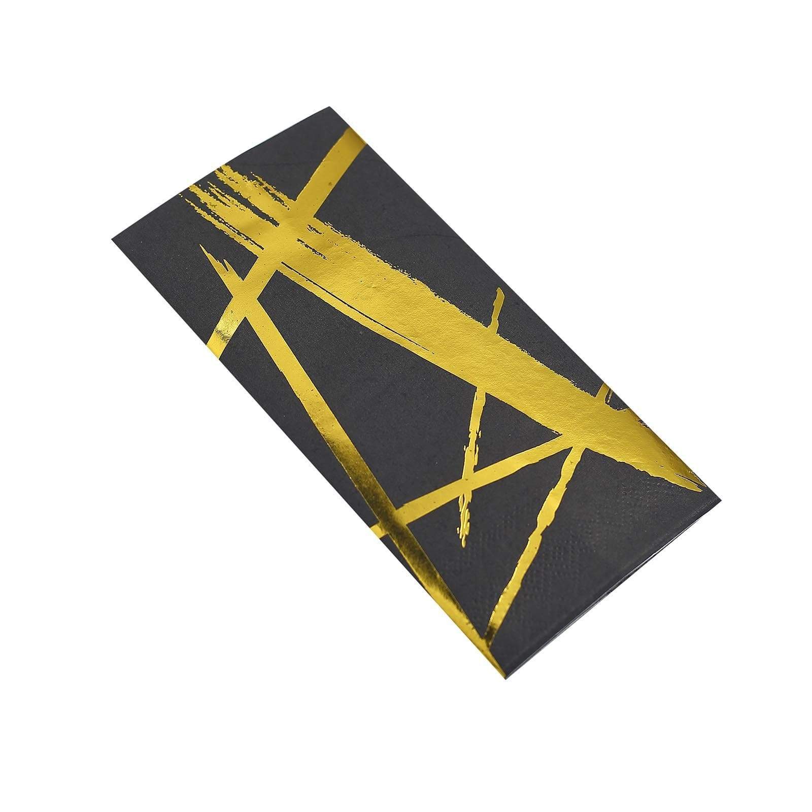 20 pcs 13x13 in Metallic Gold and Black Abstract Paper Napkins