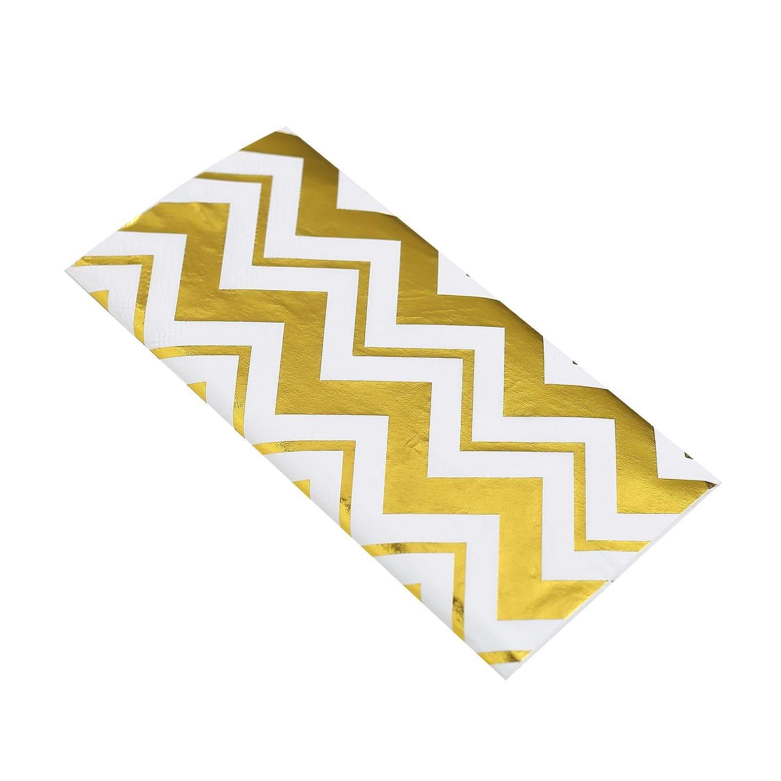 20 pcs 13x13 in Metallic Gold and White Chevron Paper Napkins